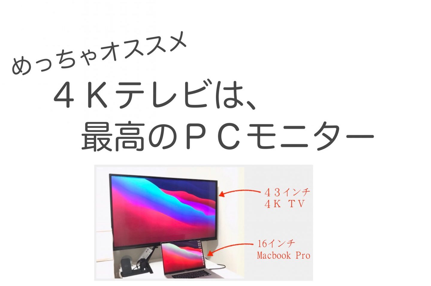 大画面サブディスプレイ  4KテレビはPCモニタに使える？　→最高です！