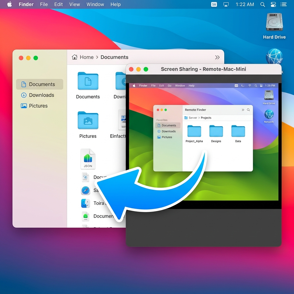Macの画面共有中にFinder同士でファイルをドラッグ&ドロップする図解