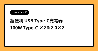 超便利 USB Type-C充電器 100W Type-C ×2＆2.0×2